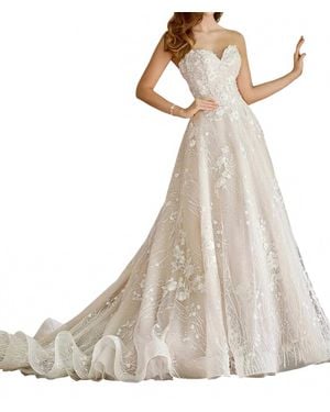 Martin Thornburg Coda Lace Over Tulle Wedding Dress - White