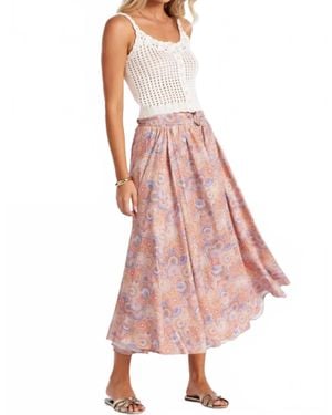Bishop + Young Summer Printed With Belt Midi Skirt - Pink