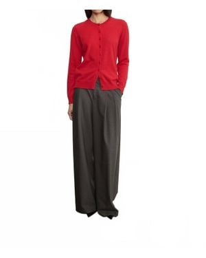Enza Costa Cashmere Fitted Cardigan - Red