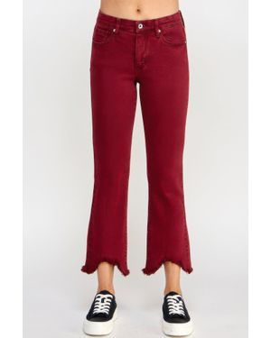 TRUEDAMES Mid Rise Stretch Tummy Control Kick Flare - Red