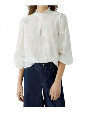 Ouí Floral Embroidered Blouse - White