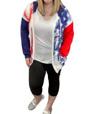 Blumin American Flag Printed Zip Hoodie - Multicolor