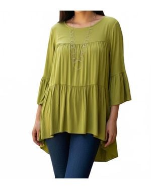 Calypso St. Barth Woven Gauged Trapeze Shirt Top - Green
