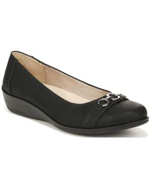 LifeStride Ideal Ballet Flats Faux Suede Slip On Shoes Khd2755 - Black