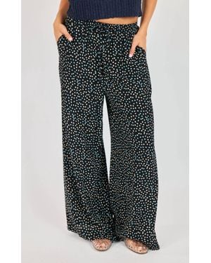 Sadie & Sage New Romance Wide Leg Polka Dot Drawstring Pants - Blue
