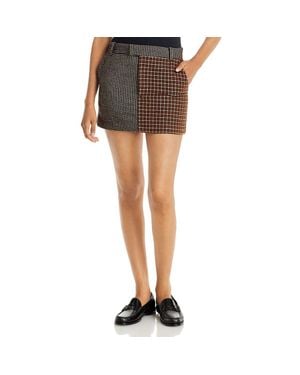 Rails Wool Blend Houndstooth Mini Skirt - Brown