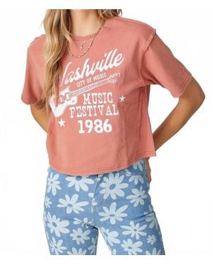 Baevely By Wellmade Nashville Music Fest Cropped Tee - Blue