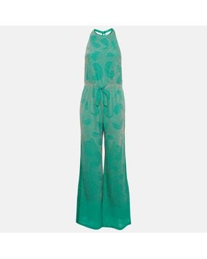 Roberto Cavalli Chiffon Embellished Halter Jumpsuit - Green