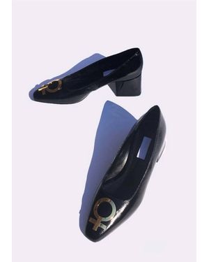 Suzanne Rae Patent Leather Embellished Feminist Pumps - Blue