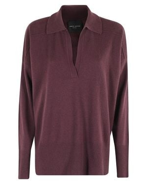 Roberto Collina Oversized Burgundy Polo Shirt With Classic Collar - Purple