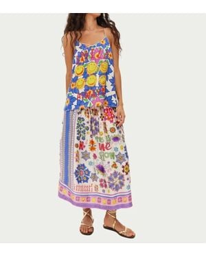 ME 369 Vanessa Printed Midi Skirt - White