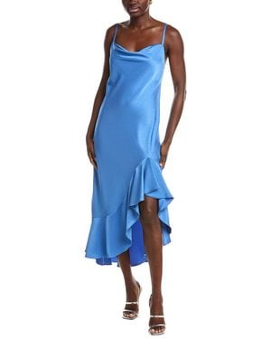 Maje Satin Cowl Neck Midi Dress - Blue