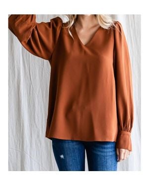 Jodifil V Neck Long Sleeve Top - Orange