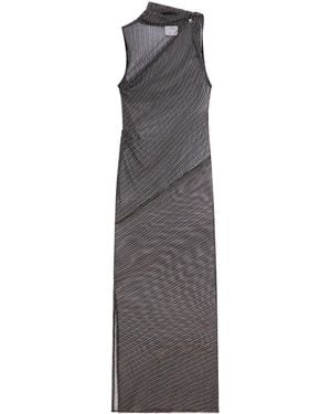 Courreges Midi Dress With Sheer Diagonal Stripe - Gray