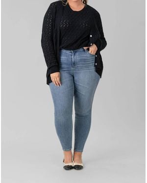 Minnie Rose Cotton Cashmere Pointelle Cardigan - Blue