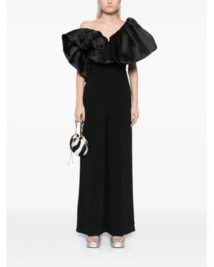 Solace London Perla Ruffle Detail Jumpsuit - Black