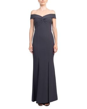 Aidan Mattox Off-Shoulder Mermaid Solid Crepe Dress - Blue