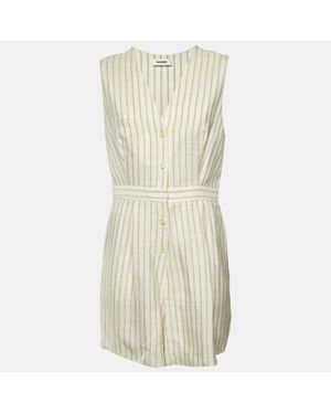 Sandro Cream Striped Crepe Noelie V-Neck Playsuit - Natural