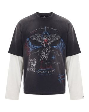 Represent Washed Heavier Than The Heavens Layered T-Shirt - Blue