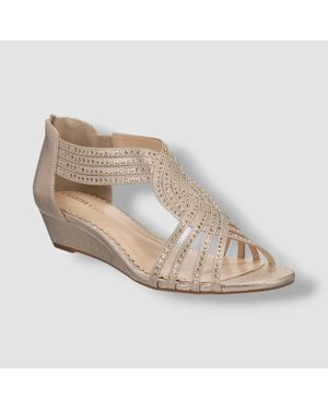 Charter Club Ginifur Sandals Strappy Wedge Heel Zpo3916 - Metallic