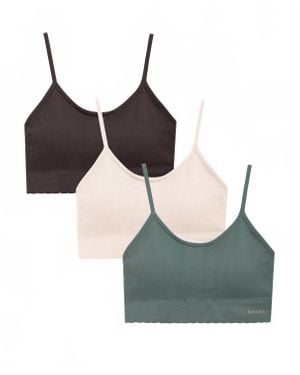 Danskin 3-Pack Seamless Ribbed Bralette With Scallop Edge - Green