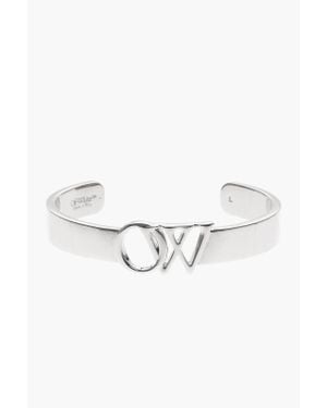 Off-White c/o Virgil Abloh Tone Effect Cuff Bracelet With Center Ow Monogram - Metallic