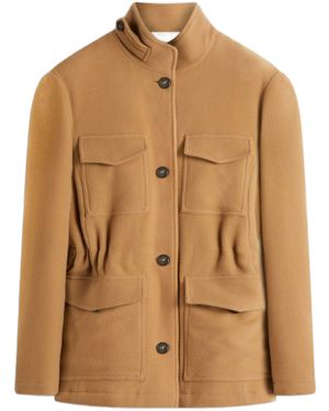 Ballantyne Structured High Collar Jacket With Utility Pockets - Brown