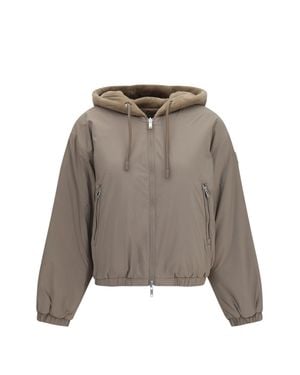 Moose Knuckles Eaton Bunny Cropped Zip-Up Jacket - Gray