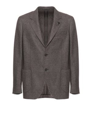 Lardini Classic Wool Jacket With Iconic Pin - Gray