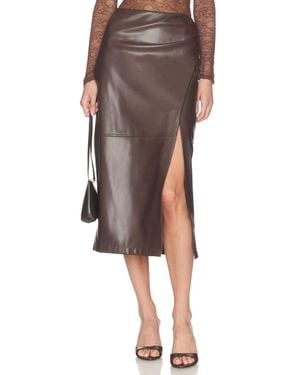 Cami NYC Lorena Vegan Leather Midi Skirt - Brown