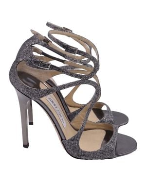 Jimmy Choo Lang Anthracite Lamé Sandals - Metallic