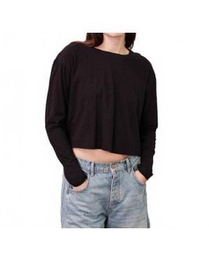 Stateside Cloud Jersey Long Sleeve Boxy Crew Sweatshirt - Black
