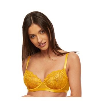 TRUEDAMES Sunkiss Sensual Sheer Lace Demi Cup Bra - Orange
