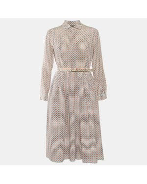 Weekend by Maxmara Fish Print Chiffon Belted Midi - Natural
