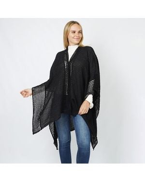 TRUEDAMES Textured Knit Cape/Ruana - Black