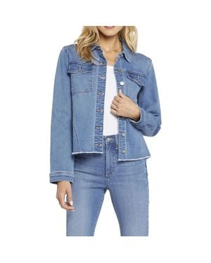 NYDJ Mbdl8720 Jacket Lakefront Denim Frayed Hem Button Front Gbo1299 - Blue