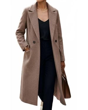 Shewin Single Breasted Lapel Collar Overcoat - Black