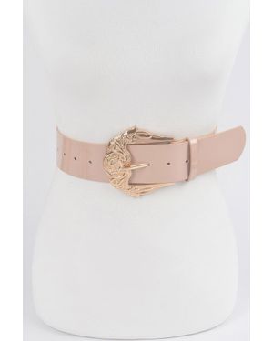 Fashnzfab Metal Buckle Enamel Plus Size Belt - Metallic