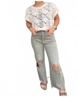 VERVET BY FLYING MONKEY Leslie Vervet 90S Vintage Crop Flare Jean - Gray