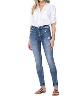Flying Monkey Finn High Rise Button Up Skinny Jean - Blue