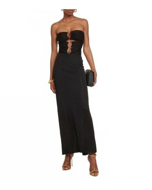 Tom Ford Strapless Ling Dress With 3 Circles And Tie Back - Black