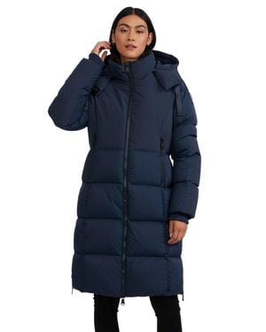 Pajar Zaniah Mixed Media Quilted Puffer With Detachable Hood - Blue