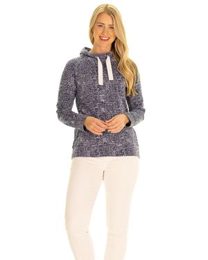 Duffield Lane Feather Stretch Cotton Funnel Neck Pullover - Blue
