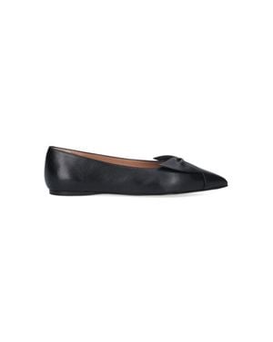 Ferragamo Pointed Toe Nappa Flats - Black