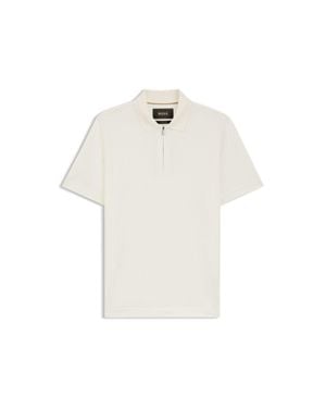 BOSS Cotton-Silk Polo Shirt With Zip Neck - White