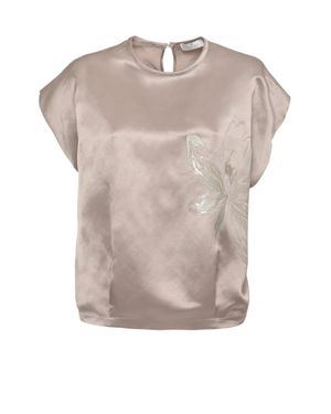 Panicale Viscose-Linen Sequined Blouse - Pink
