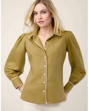 spartina 449 Gloria Button Front Long Sleeve Blouse - Green