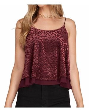 She + Sky Burnout Velvet Double Layered Camisole Top