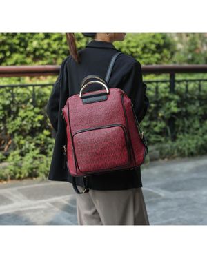 MKF Jules M Logo Vegan Leather Backpack - Red