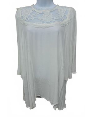 Mittoshop Floral Lace Tie Back 3/4 Sleeve Blouse - Gray